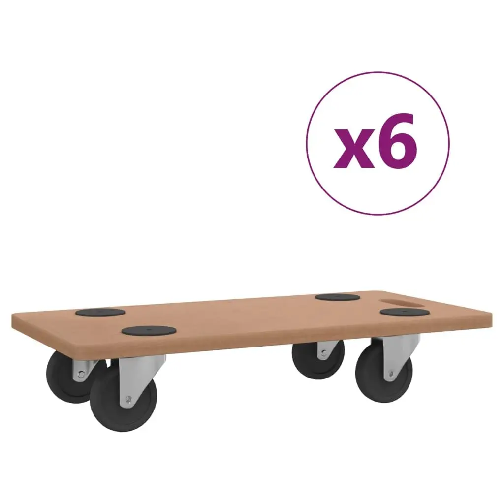 Dolly Trolleys 6 Pack Moving Platform Anti-Slip Castors Brown