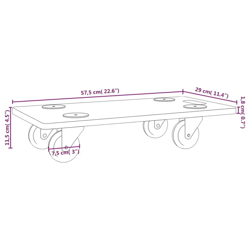Dolly Trolleys 6 Pack Moving Platform Anti-Slip Castors Brown