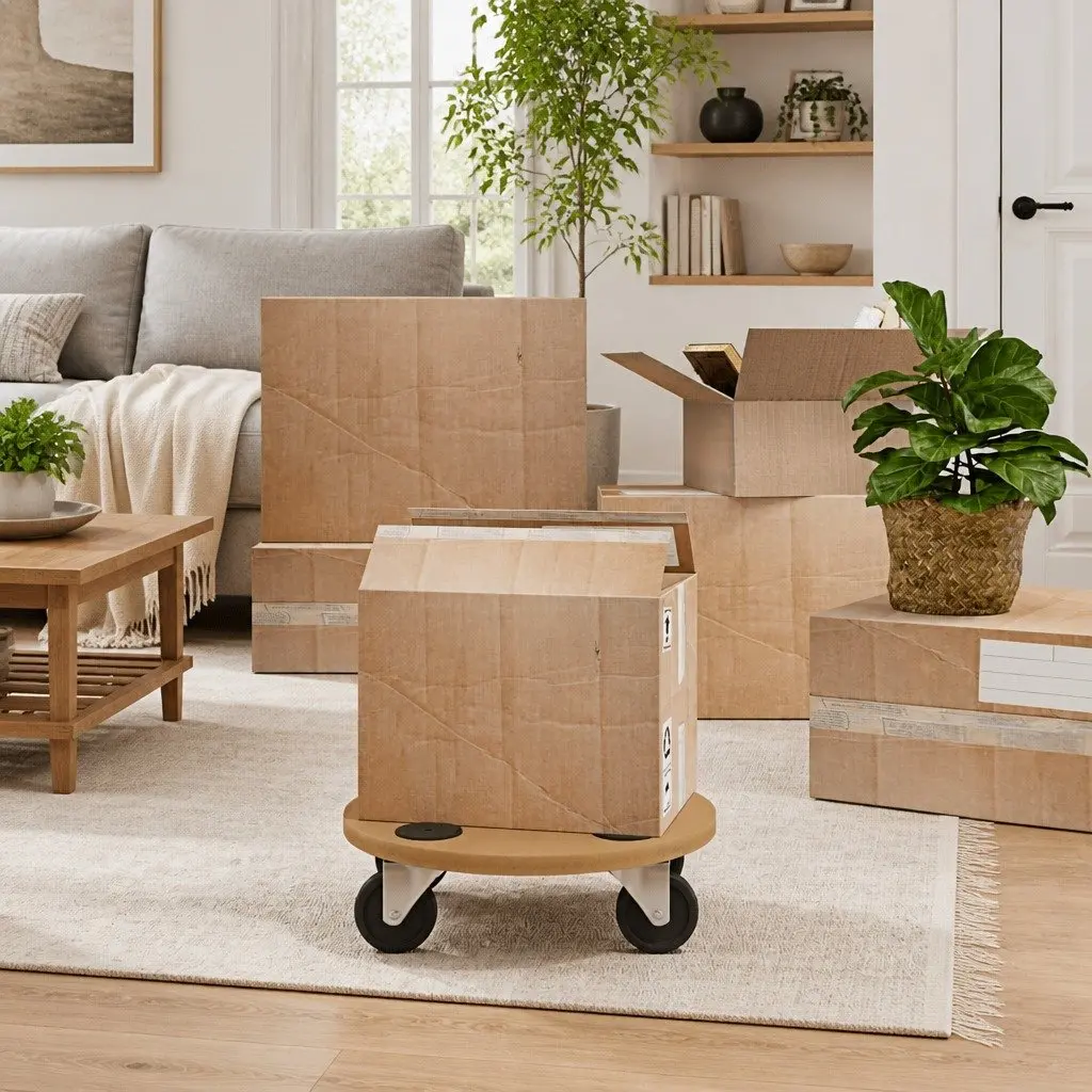 Dolly Trolleys Moving Platform 2 Piece Round Brown Engineered Wood