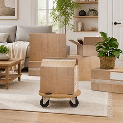 Reliable 2pcs Round Brown Dolly Trolleys for Everyday Use