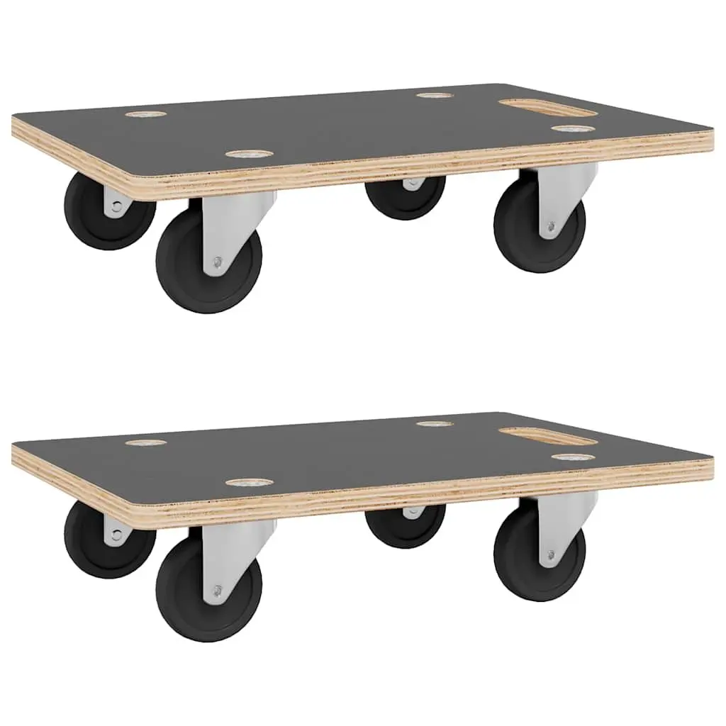 Transport Trolley Furniture Mover Dolly Rectangular 50 x 35 x 11.5 cm Grey 2 pcs Plywood 250kg Capacity