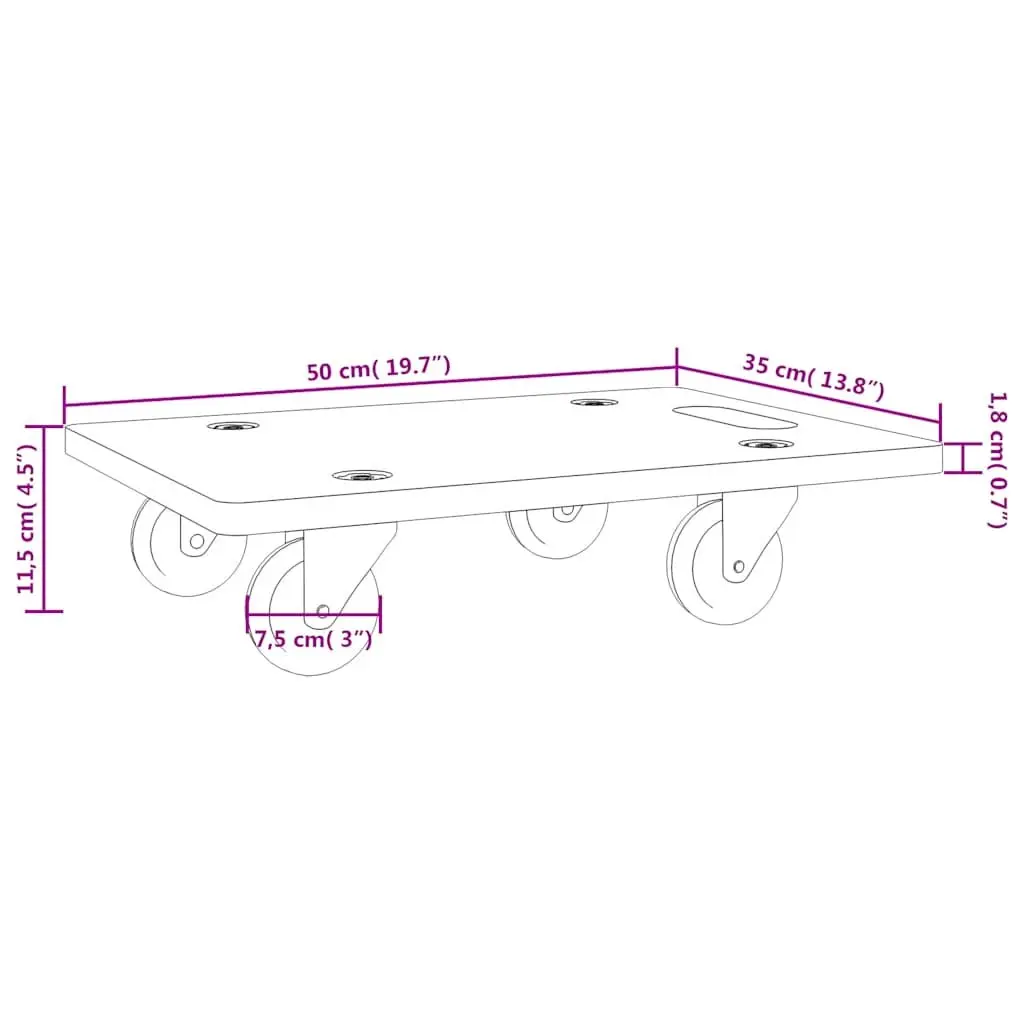 Transport Trolley Furniture Mover Dolly Rectangular 50 x 35 x 11.5 cm Grey 2 pcs Plywood 250kg Capacity