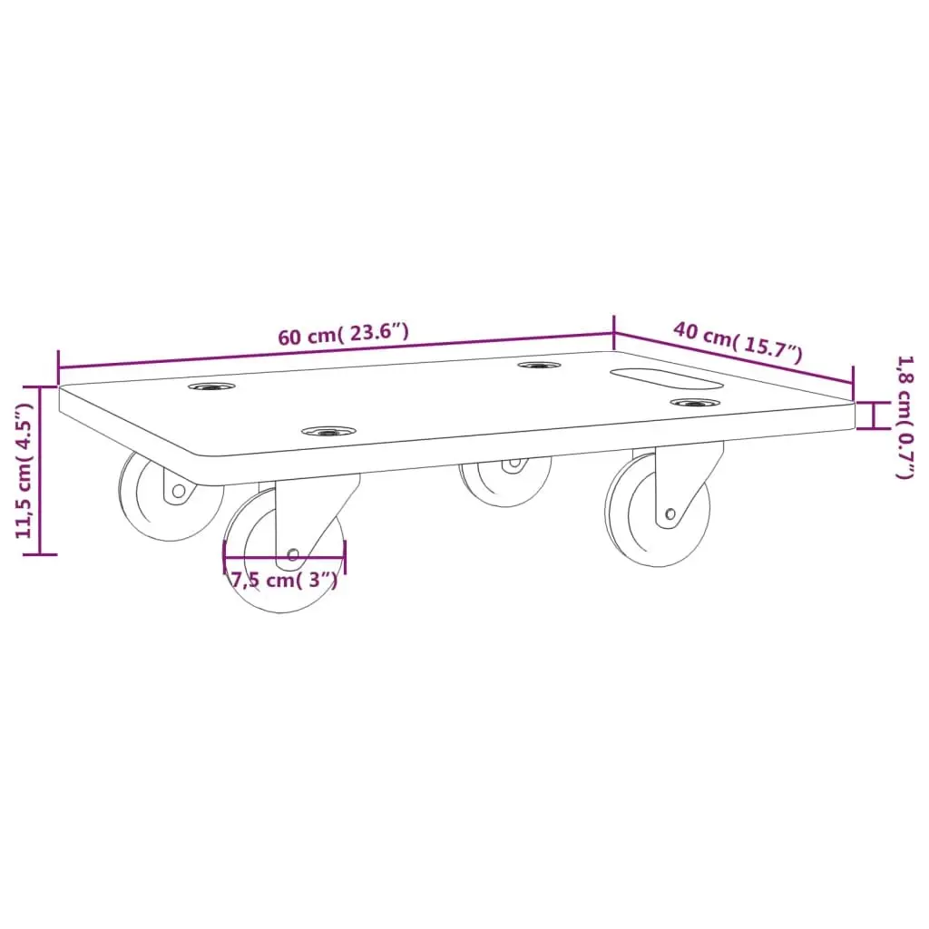 Transport Trolley Moving Furniture 60x40x11.5 cm Grey 2 Piece