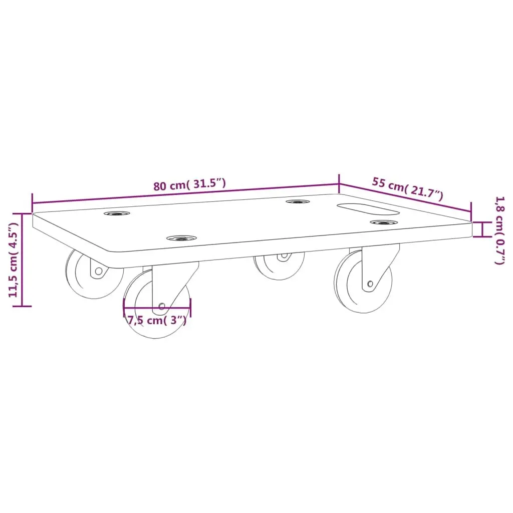 Transport Trolley Moving Furniture Dolly 80x55x11.5cm Grey 2 Piece