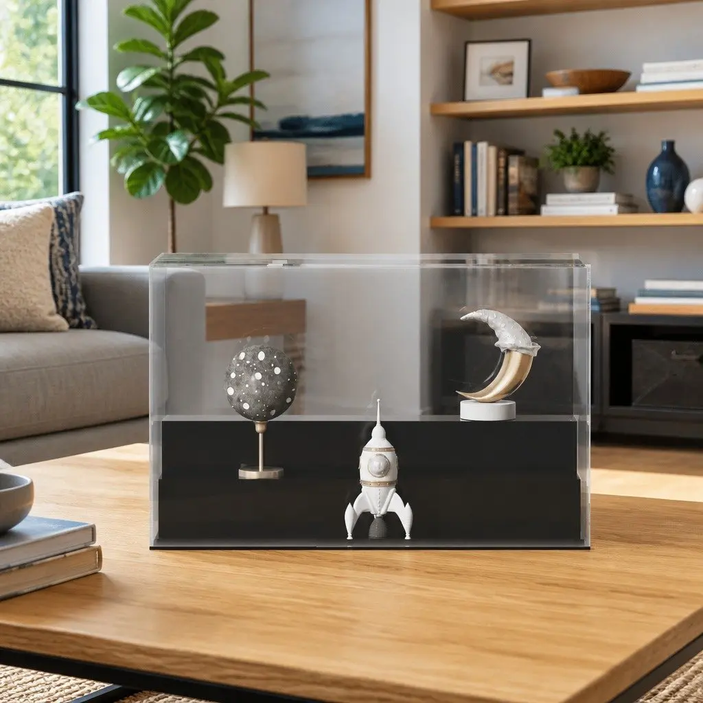 Acrylic Display Box Dustproof 25x12x16 cm Transparent Collectibles Showcase Case