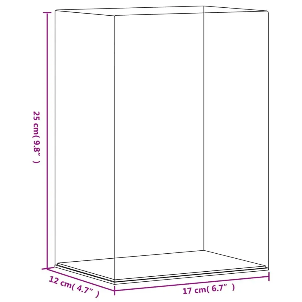 Acrylic Display Box Dustproof Showcase Case 17 x 12 x 25 cm Transparent
