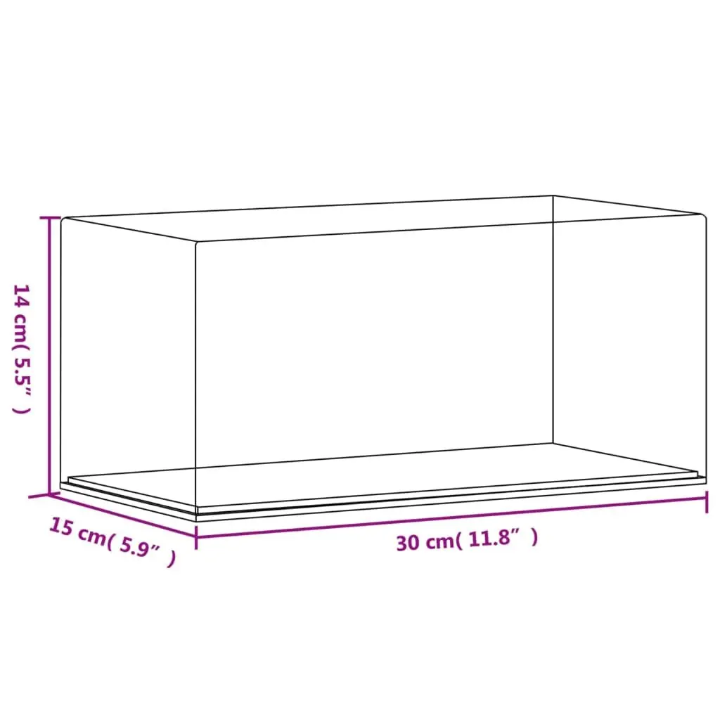 Acrylic Display Box Clear Dustproof 30 x 15 x 14 cm Transparent