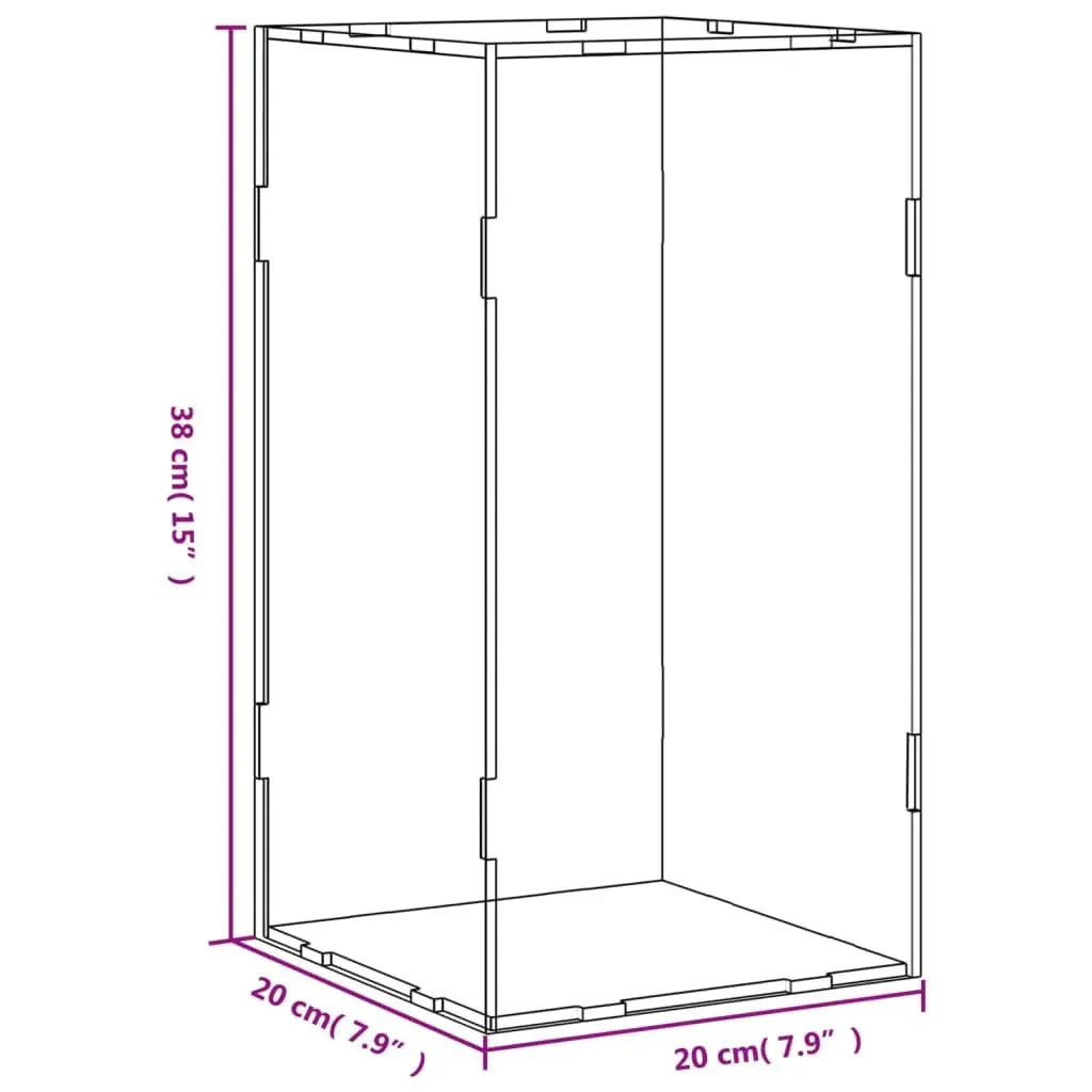Acrylic Display Box Dustproof Showcase 20x20x38cm Transparent
