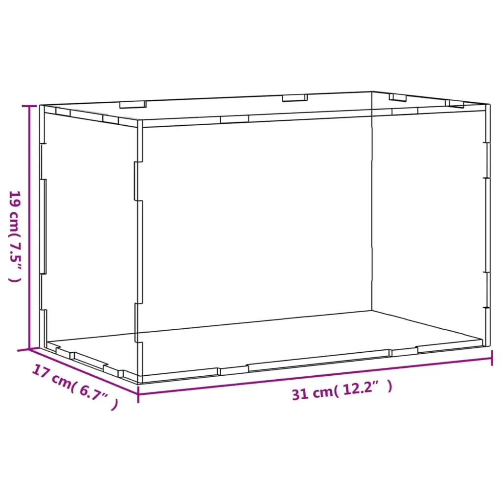 Acrylic Display Box Dustproof Case 31 x 17 x 19 cm Transparent