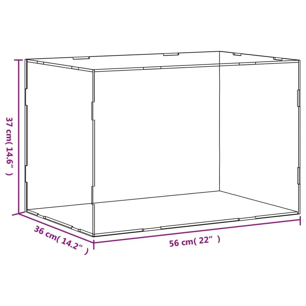 Acrylic Display Box Dustproof Showcase Case 56x36x37cm Transparent