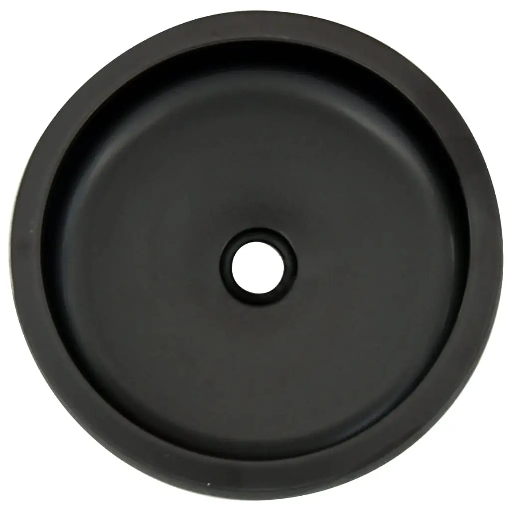 Ceramic Countertop Basin Round Black Bathroom Sink 41cm Vessel Washroom