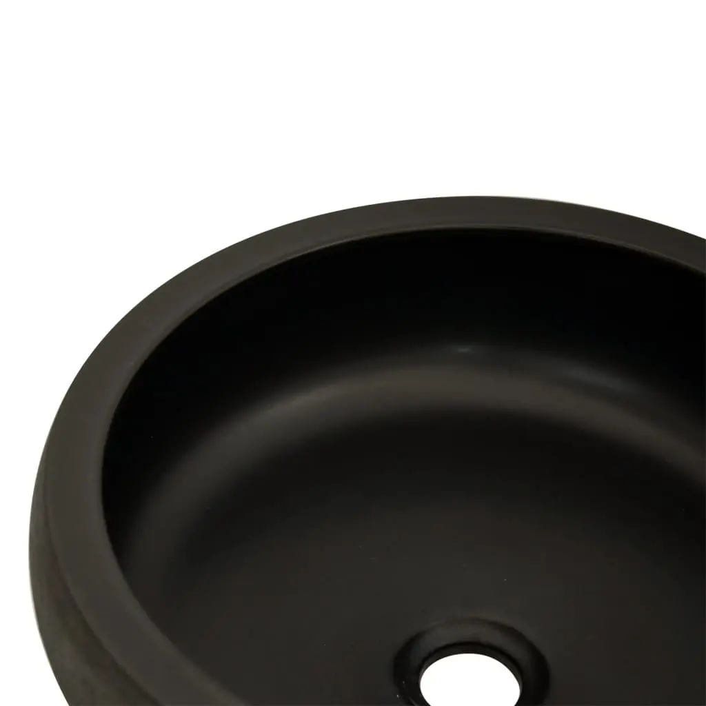 Ceramic Countertop Basin Round Black Bathroom Sink 41cm Vessel Washroom
