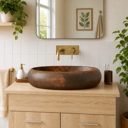 Durable and Stylish Brown Ceramic Countertop Sink