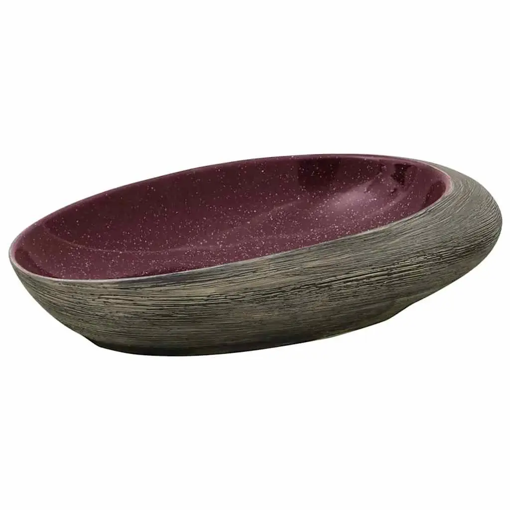 Ceramic Countertop Basin Oval Purple Grey Bathroom Sink Vanity 59x40x14cm