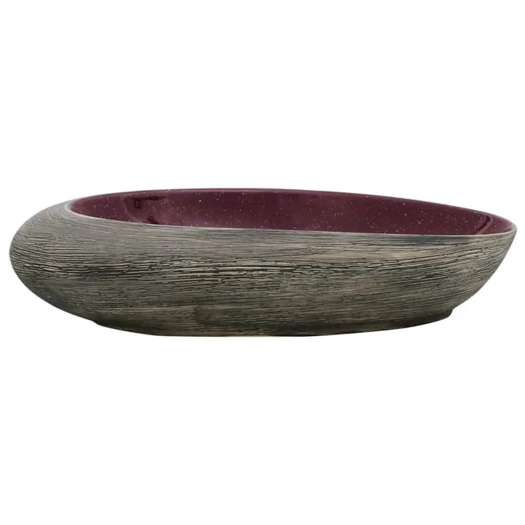 Ceramic Countertop Basin Oval Purple Grey Bathroom Sink Vanity 59x40x14cm