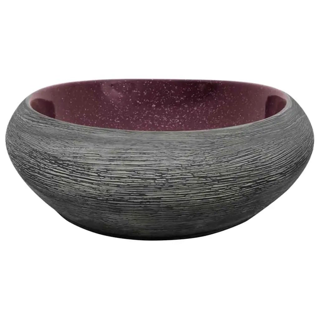 Ceramic Countertop Basin Oval Purple Grey Bathroom Sink Vanity 59x40x14cm
