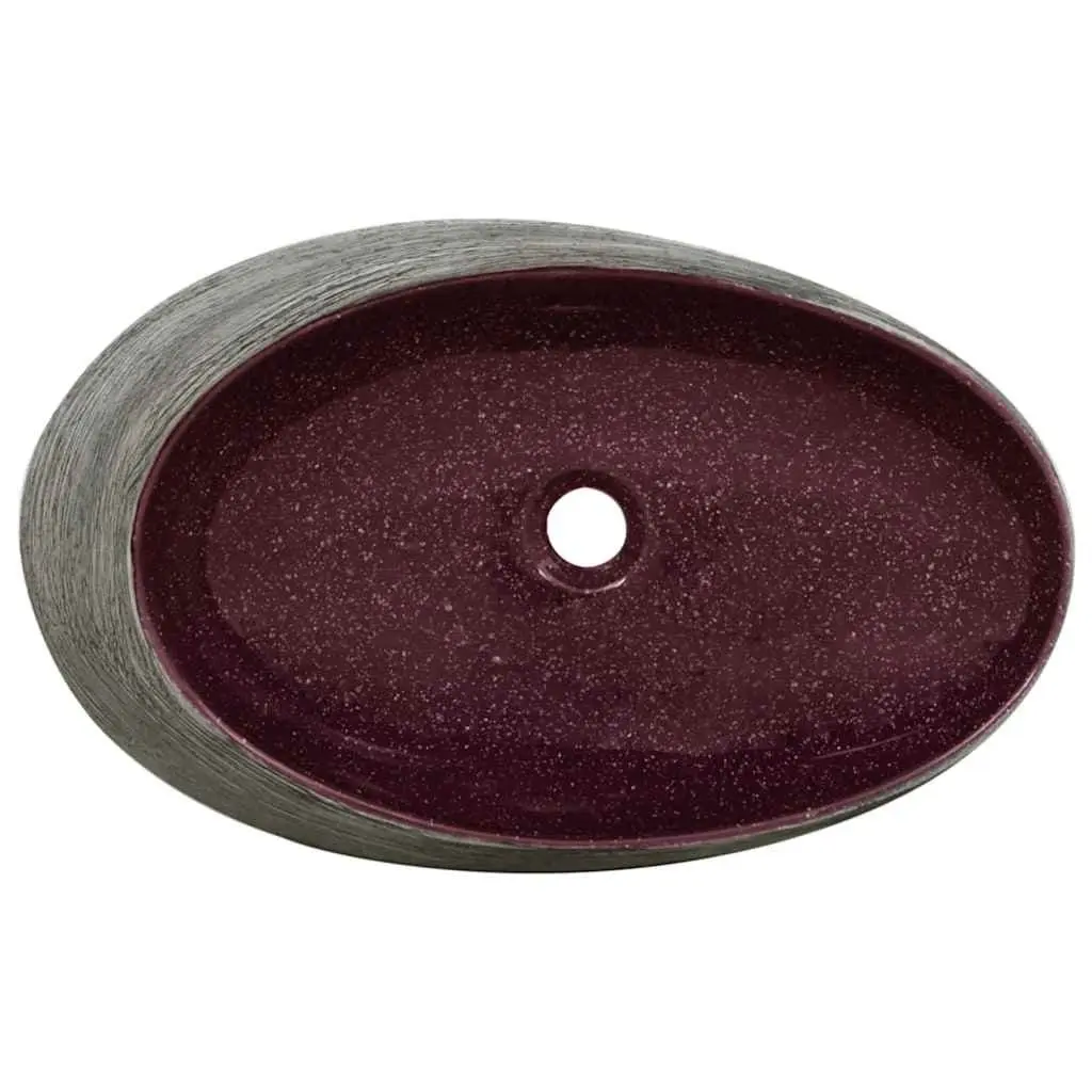 Ceramic Countertop Basin Oval Purple Grey Bathroom Sink Vanity 59x40x14cm