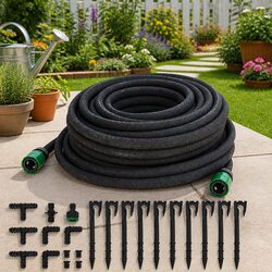 Garden Soaker Hose 25m Black Drip Irrigation Watering Hose for Plants Lawn