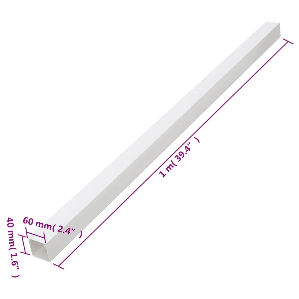 Cable Trunking Cord Cover Organizer 60x40mm 10m PVC White