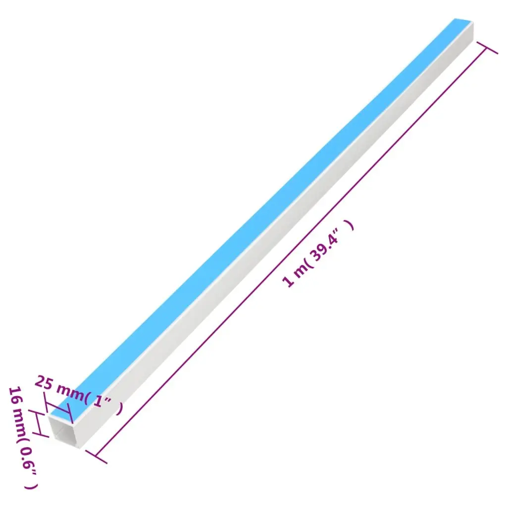 Cable Trunking Self-Adhesive Wire Management 25x16mm White 10m