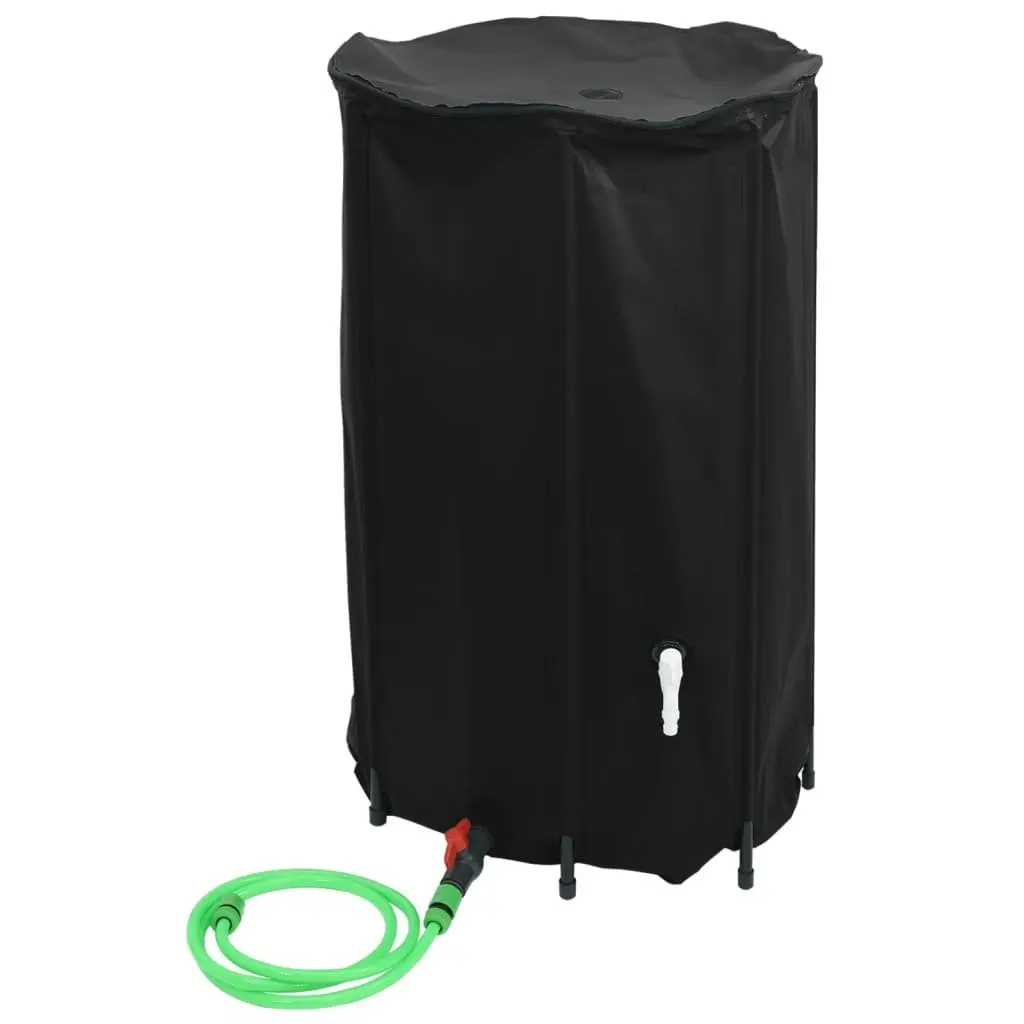 Foldable Water Tank 500L Rainwater Storage Garden Tap Black