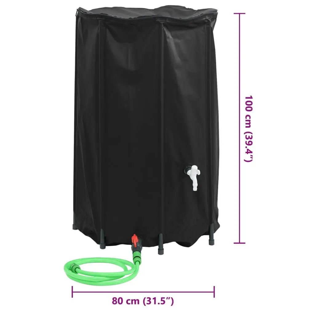 Foldable Water Tank 500L Rainwater Storage Garden Tap Black