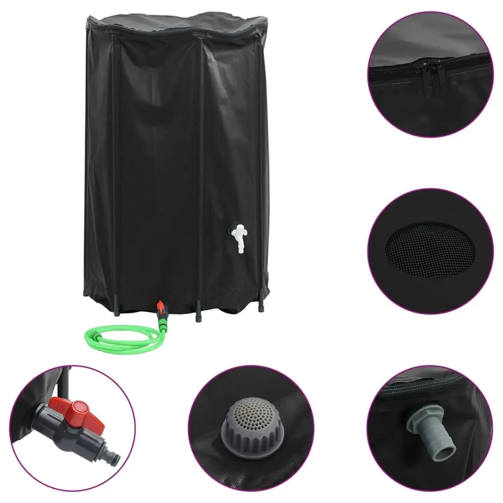 Foldable Water Tank 1000L Collapsible Rain Storage for Garden Watering Black