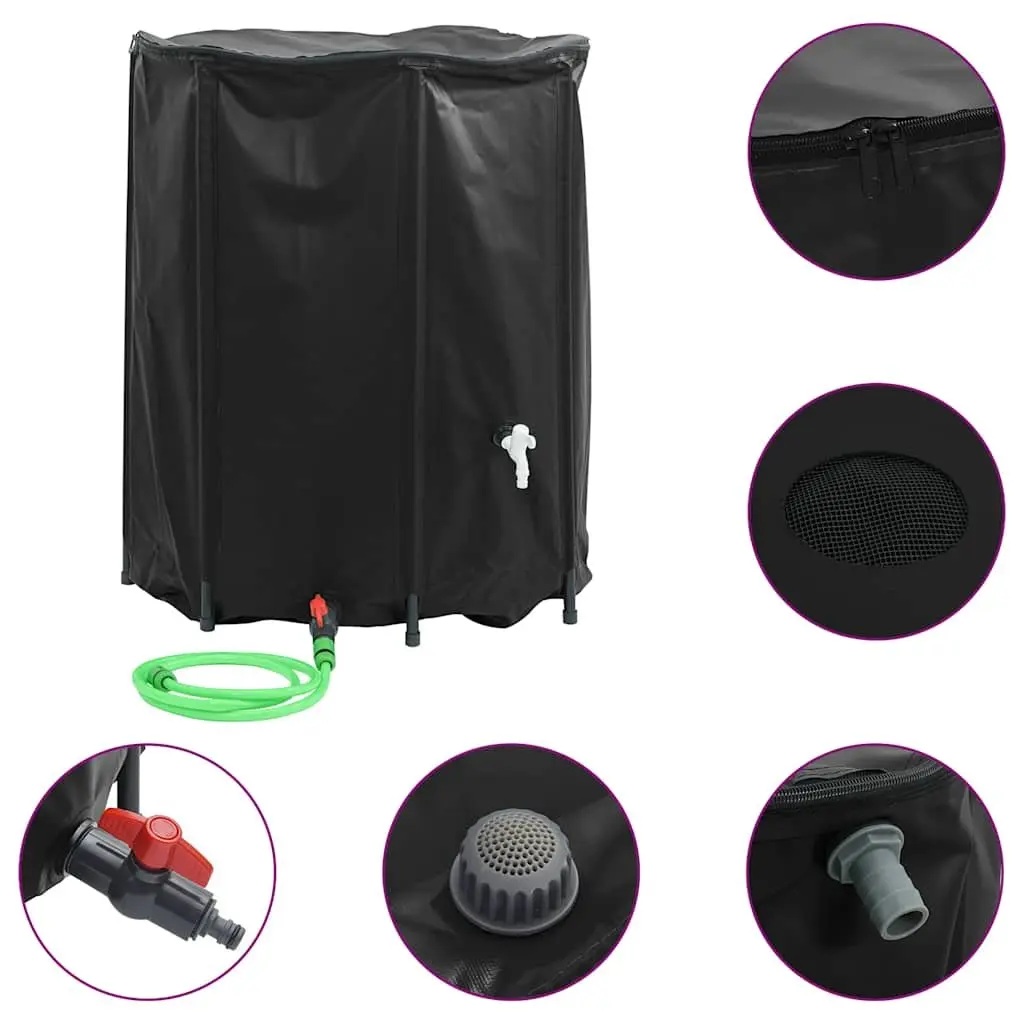 Collapsible Water Tank 1250L for Rainwater Storage Garden Black