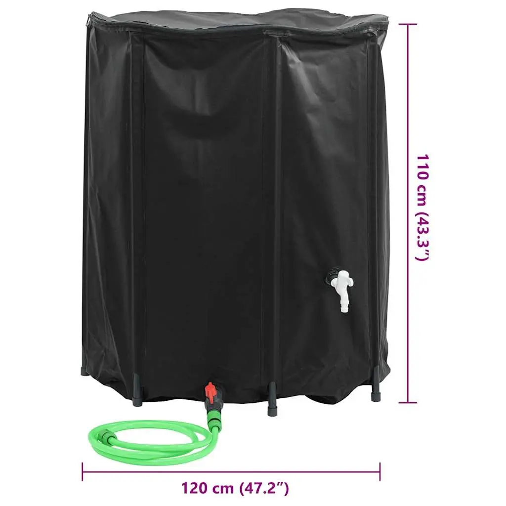 Collapsible Water Tank 1250L for Rainwater Storage Garden Black