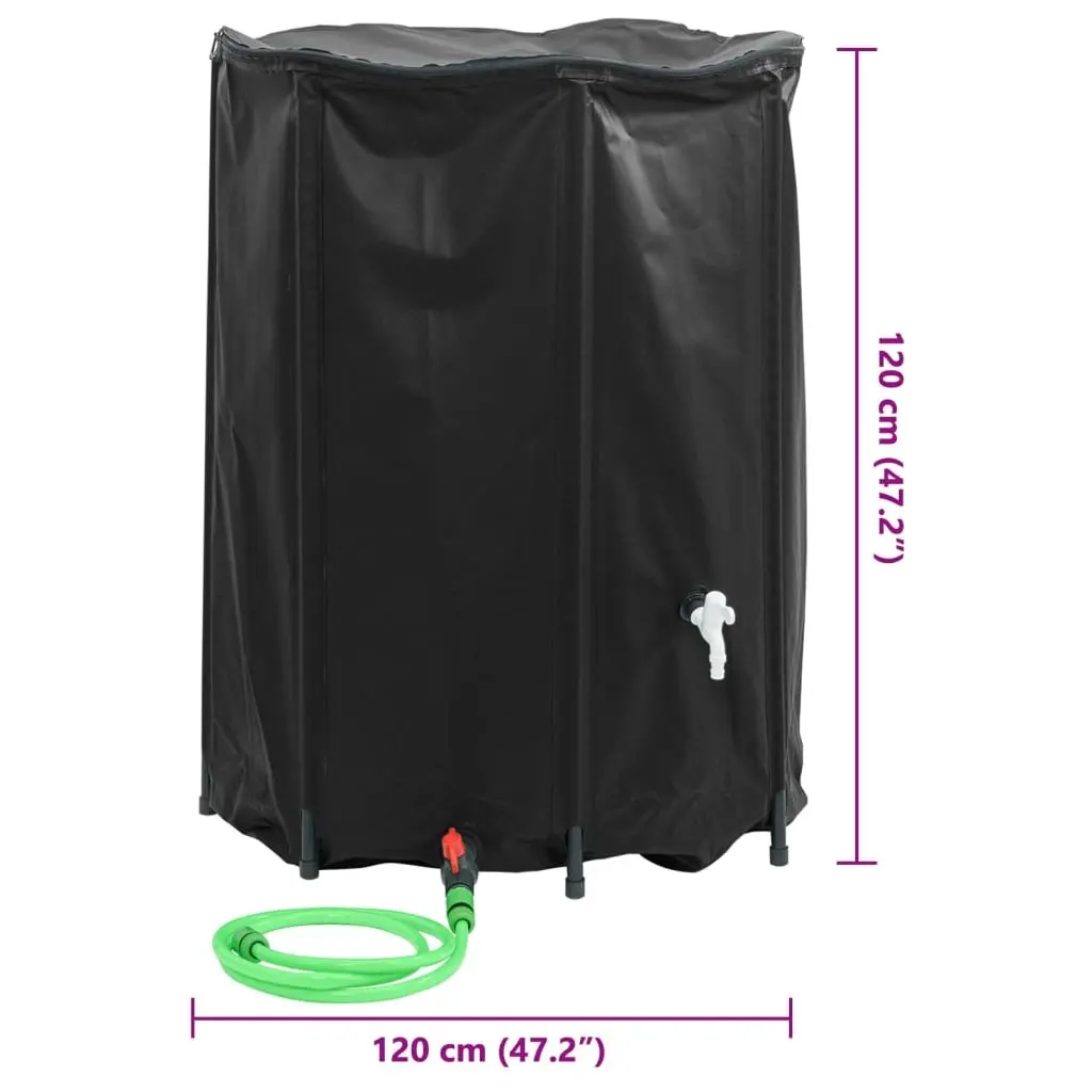 Collapsible Water Tank with Tap 1350L Black for Rainwater Storage Garden