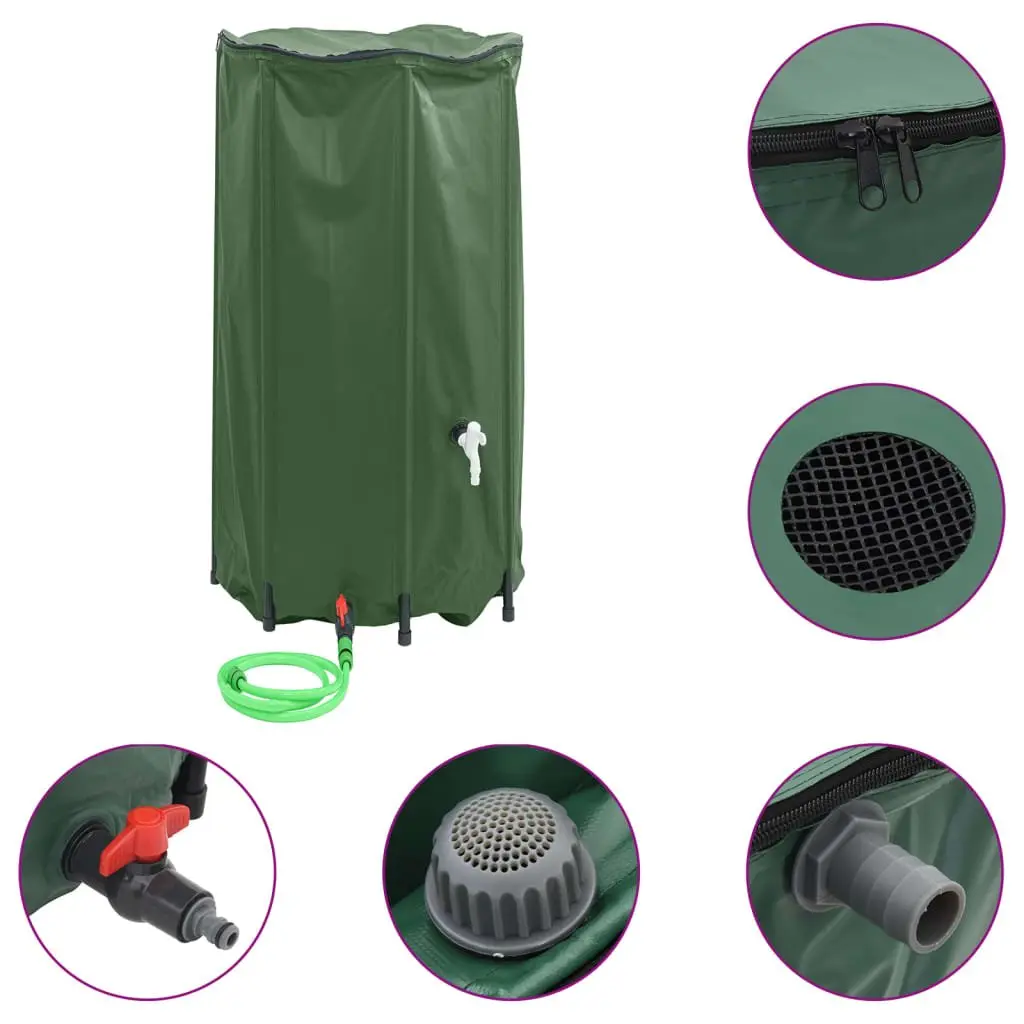 Water Tank Collapsible 380L Garden Rainwater Storage Container with Tap Green