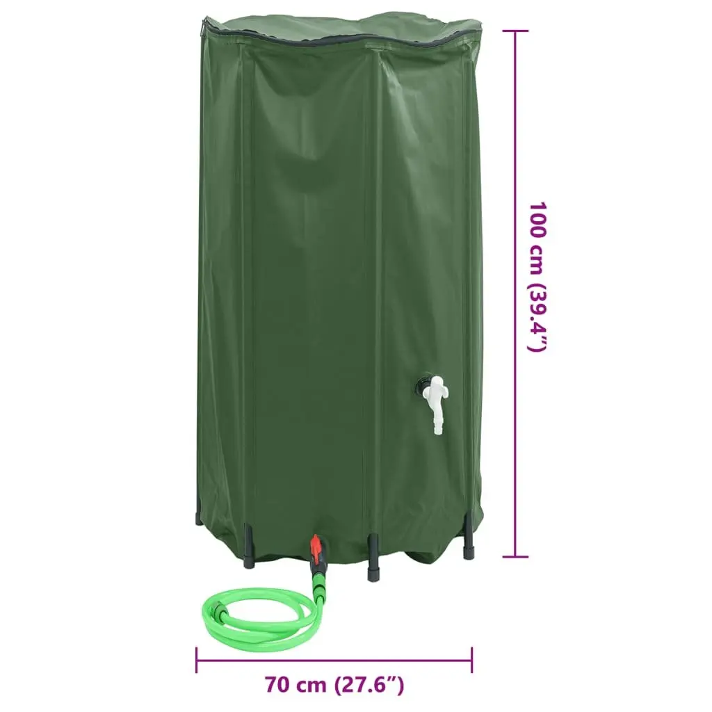 Water Tank Collapsible 380L Garden Rainwater Storage Container with Tap Green