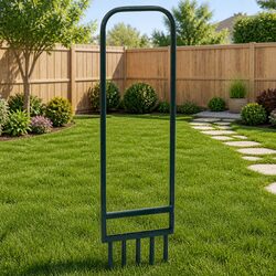 Lawn Aerator with 5 Hollow Tines Steel Garden Tool Manual Soil Aeration