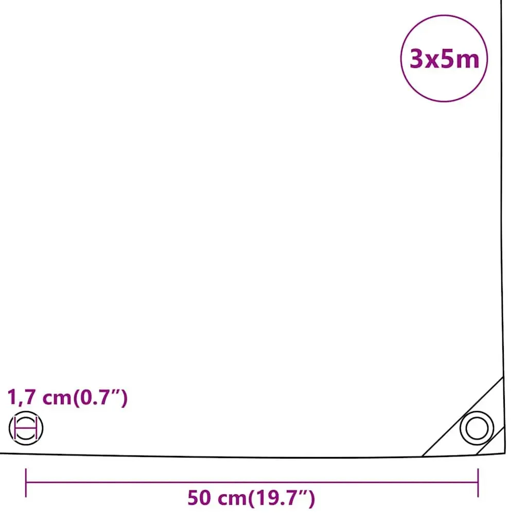 Tarpaulin Cover Heavy Duty Water Resistant 3m x 5m Anthracite for Garden Furniture and Outdoor Protection