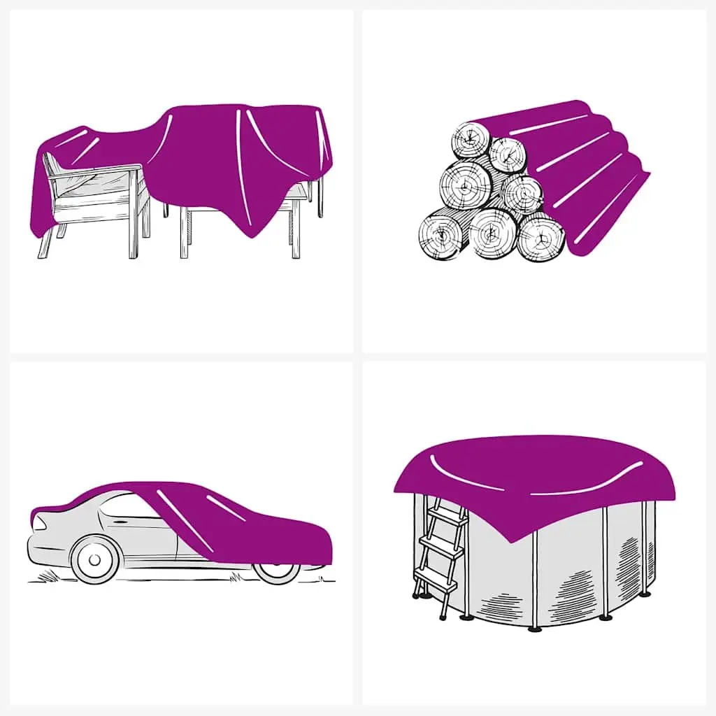 Heavy-Duty Tarpaulin Water-Resistant 4m x 6m Anthracite Protection Cover for Garden Furniture and Outdoor Use