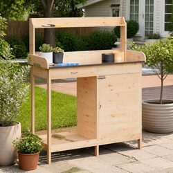 Reliable Brown Potting Table with Ample Storage
