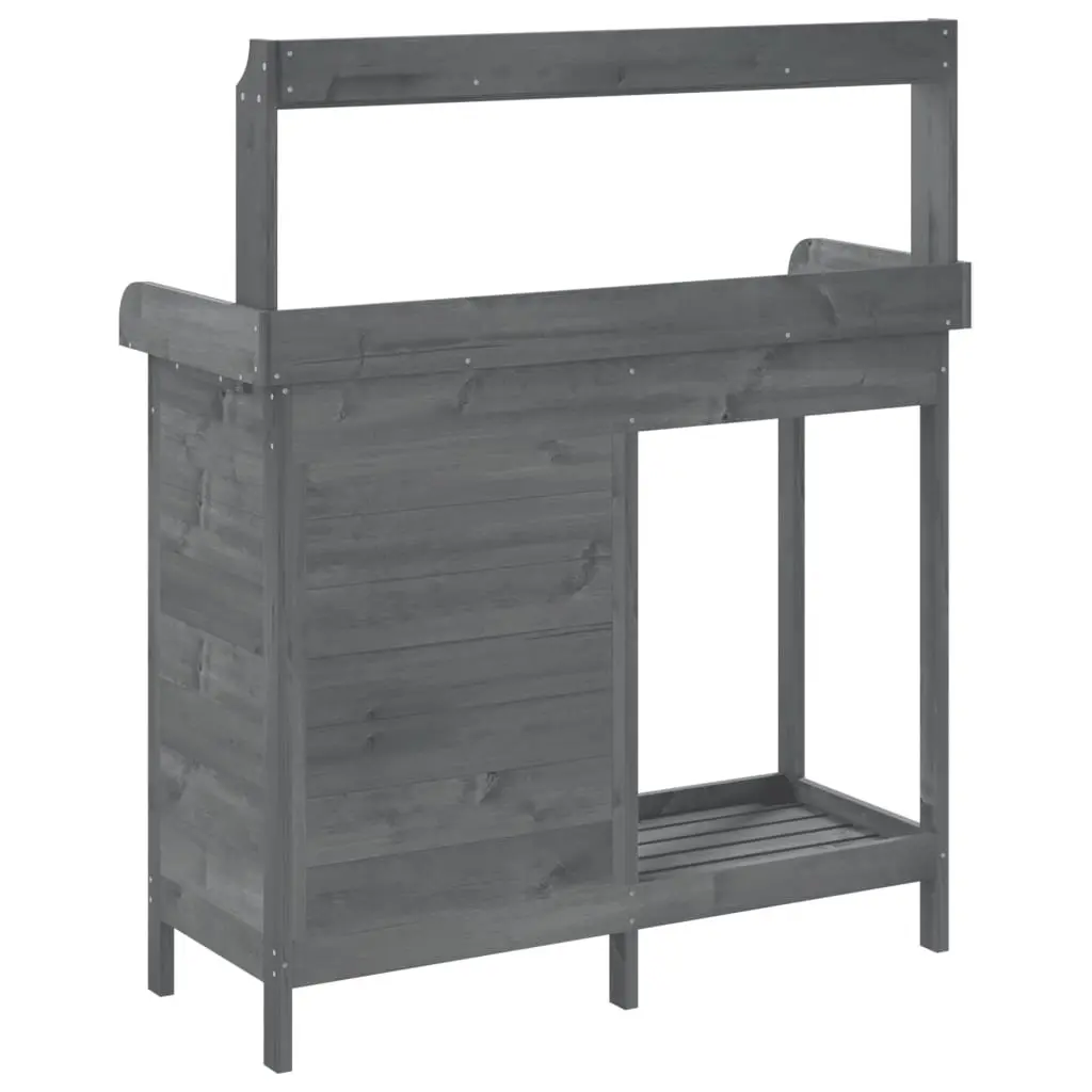 Potting Table Grey Solid Fir Wood 110.5x45x124.5 cm Garden Storage Workbench