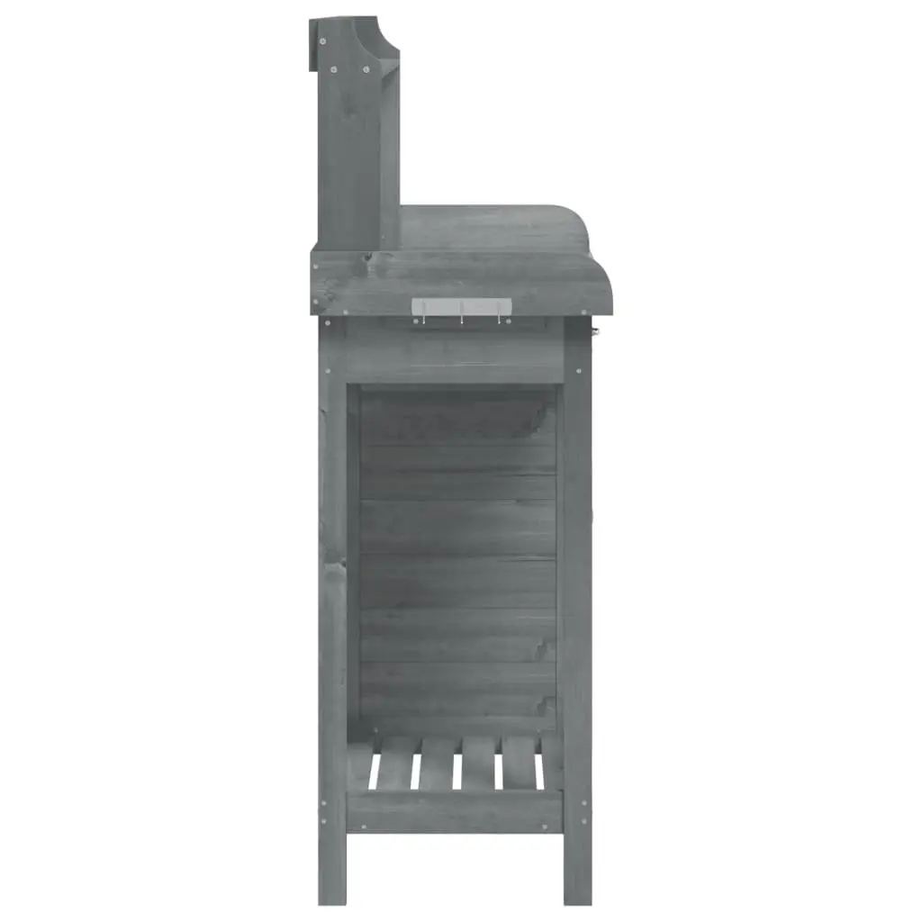 Potting Table Grey Solid Fir Wood 110.5x45x124.5 cm Garden Storage Workbench