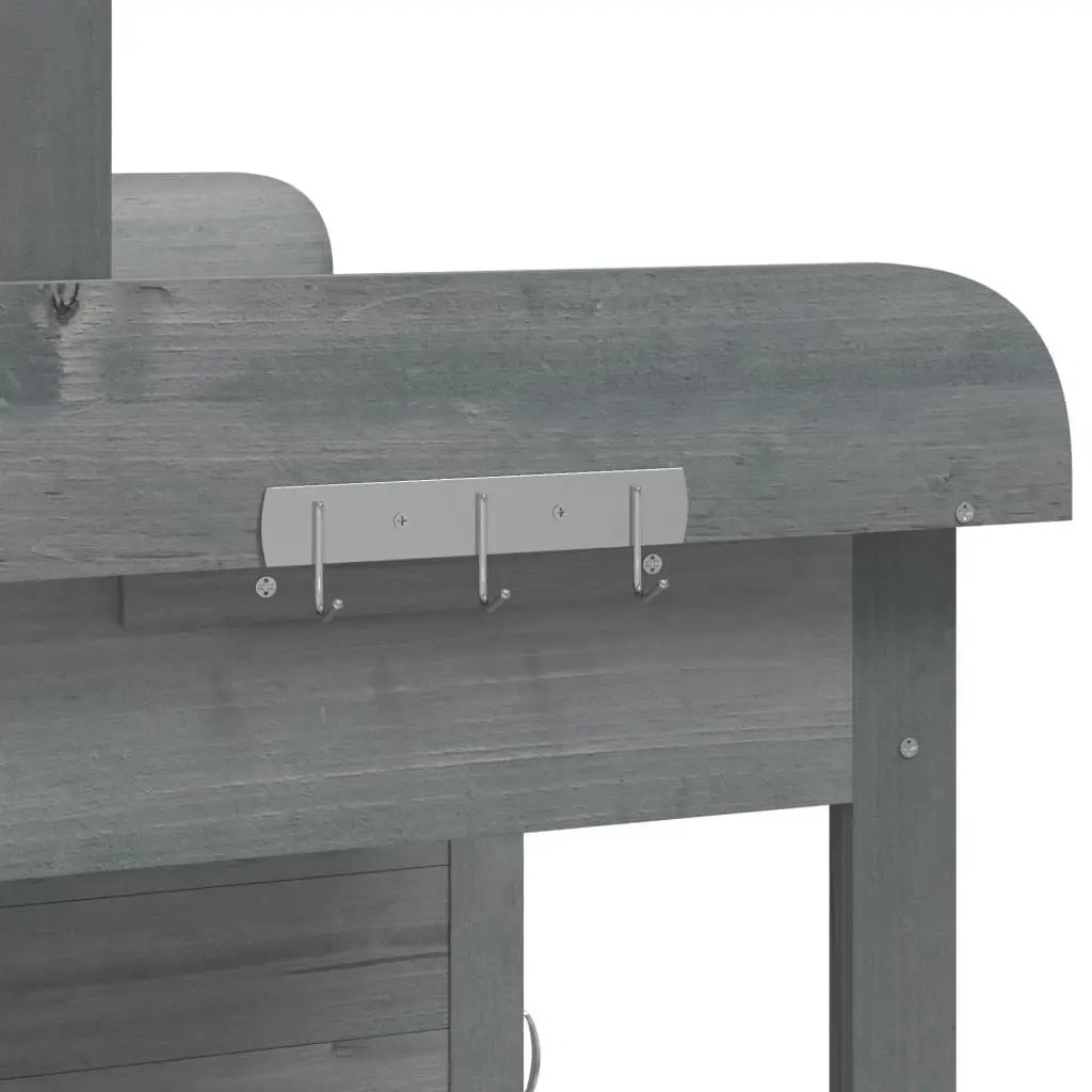Potting Table Grey Solid Fir Wood 110.5x45x124.5 cm Garden Storage Workbench