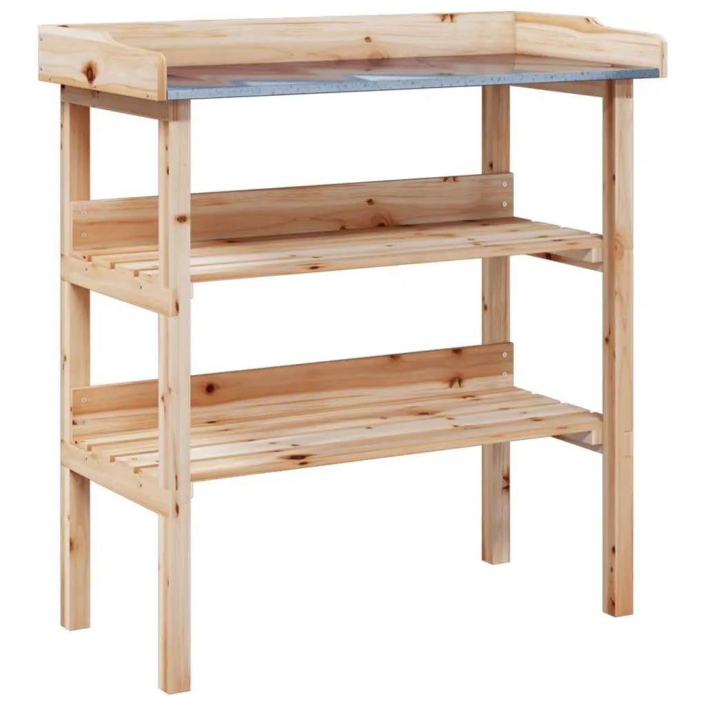 Plant Stand Table Potting Bench 2 Shelves Brown 78 x 38 x 82.5 cm