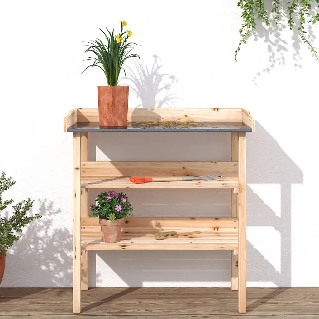 Plant Stand Table Potting Bench 2 Shelves Brown 78 x 38 x 82.5 cm