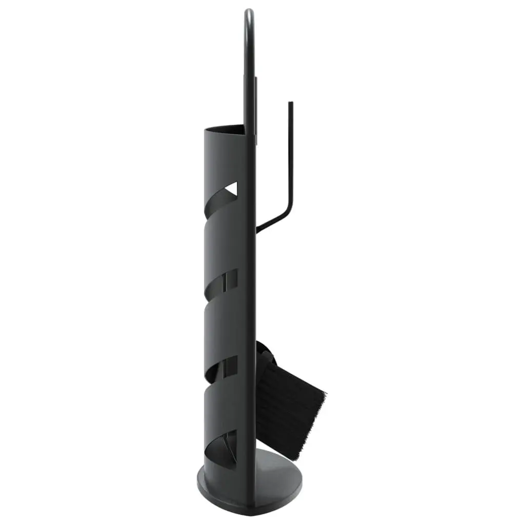 Fireplace Tool Set 5 Piece Steel Black Poker Brush Shovel Rack Stand
