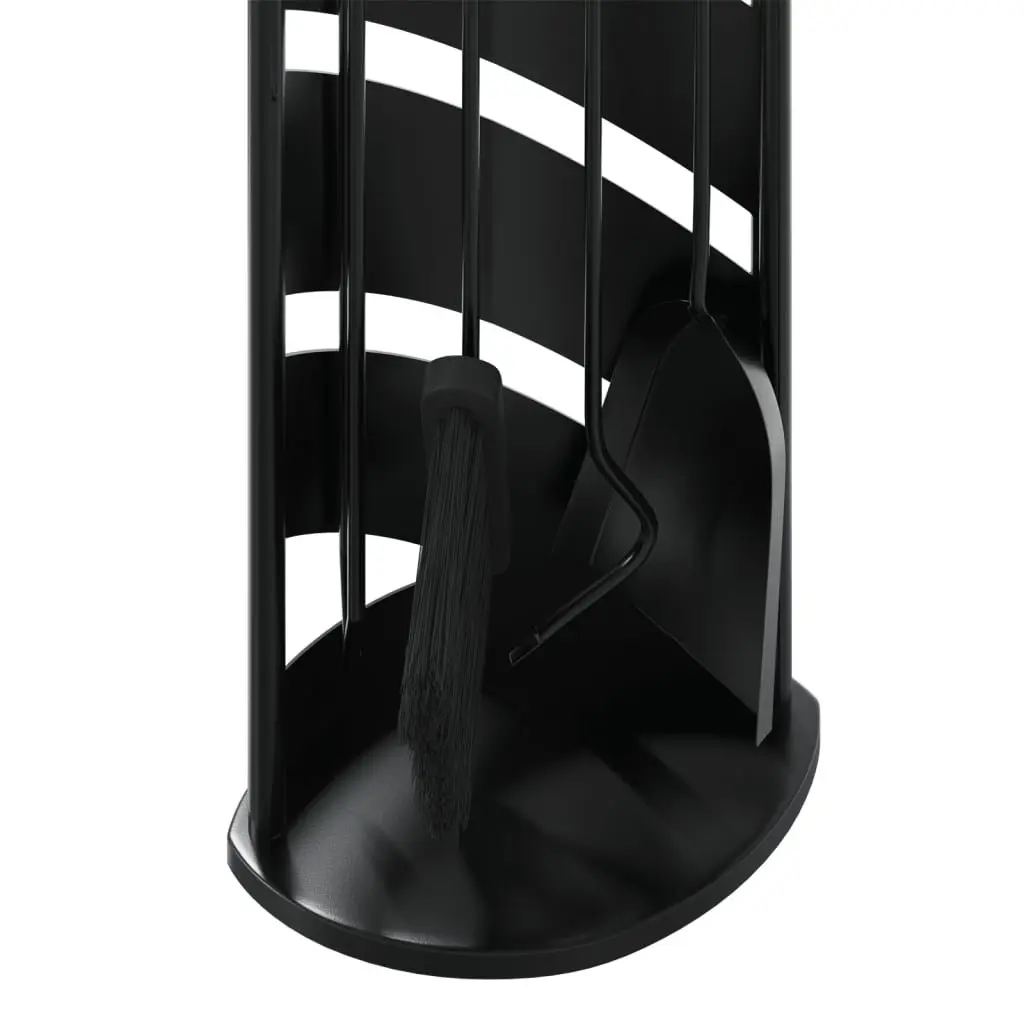 Fireplace Tool Set 5 Piece Steel Black Poker Brush Shovel Rack Stand