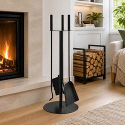 Reliable 4-Piece Fireplace Tool Set, Compact Design