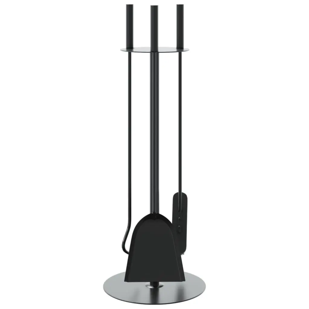 Fireplace Tool Set 4 Piece Steel Ash Cleaning Rack Broom Shovel Poker Black
