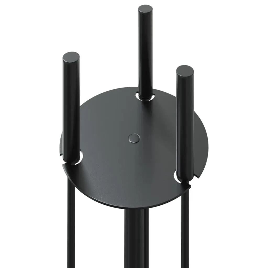 Fireplace Tool Set 4 Piece Steel Ash Cleaning Rack Broom Shovel Poker Black