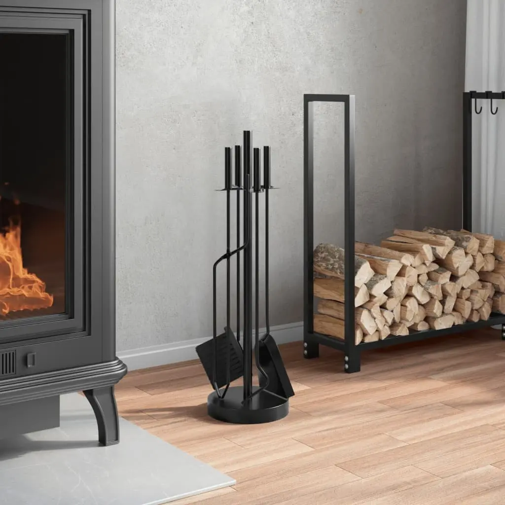 Black Steel Fireplace Tool Set