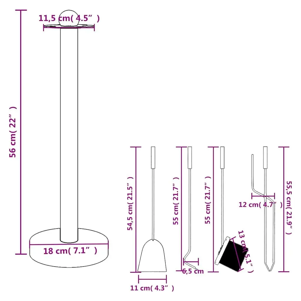5 Piece Fireplace Tool Set