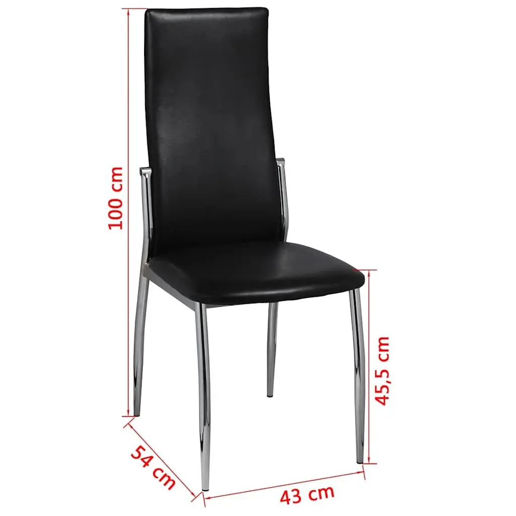 Dining Chairs High Backrest Set 6 Piece Black Modern Kitchen Faux Leather