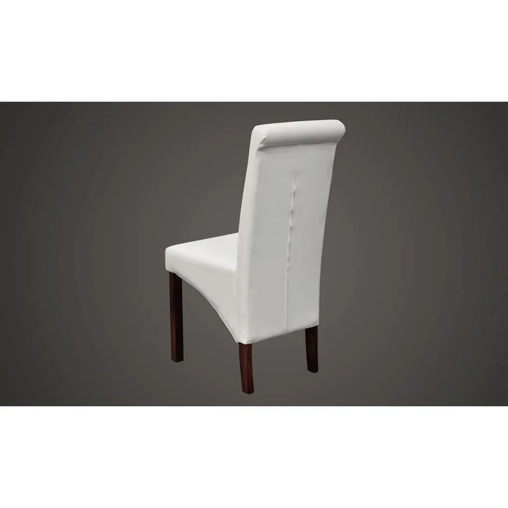 Dining Chairs Set of 4 Ergonomic Kitchen Seat Padded Backrest White Faux Leather